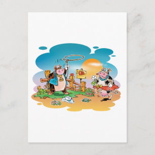 Postal Vacas y chicas Vacas