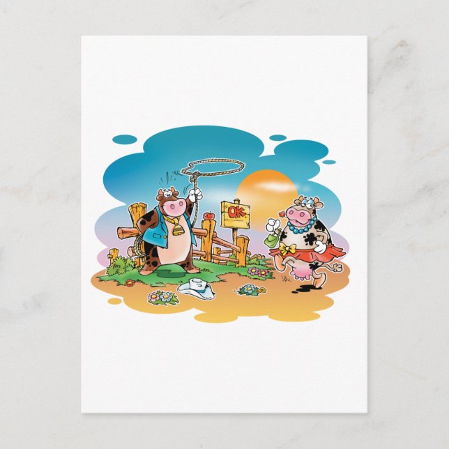 Postal Vacas y chicas Vacas (Anverso)