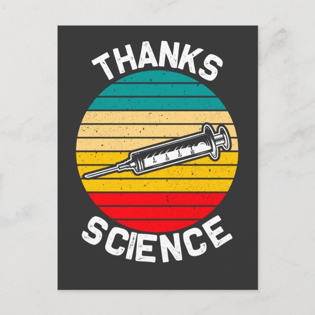 Postal Vacuna de ciencia de jeringas retro vacunada (Anverso)