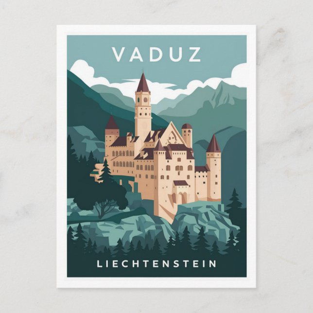 Postal Vaduz Castle Liechtenstein Viaje de época (Anverso)