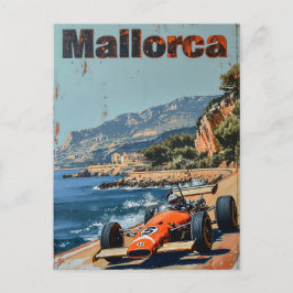 Postal vagón de carreras vintage de Mallorca