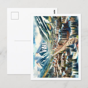 Postal Vail Colorado USA Famoso Travel Place acuarela