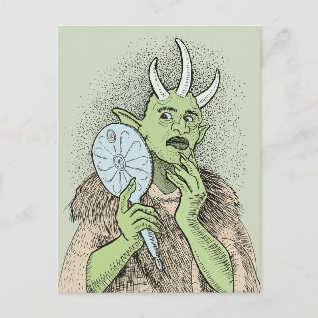 Postal Vain Ogre con espejo de mano (Anverso)