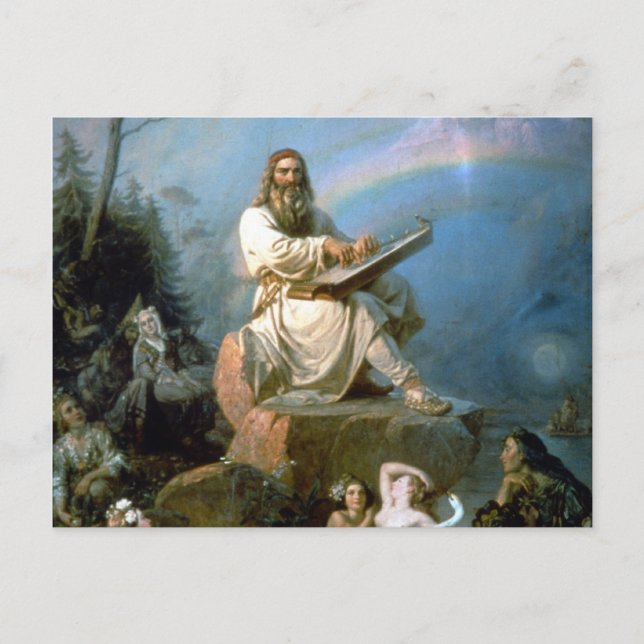 Postal Vainamoinen y Kantele Kalevala Mitología (Anverso)