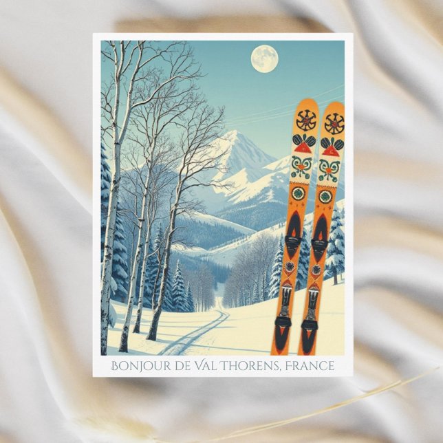 Postal Val Thorens France vacaciones de esquí retro Postc (Subido por el creador)