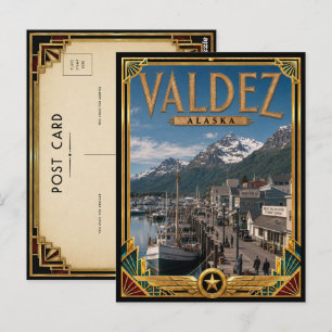 Postal Valdez Alaska Arte Deco Vintage Edad Dorada