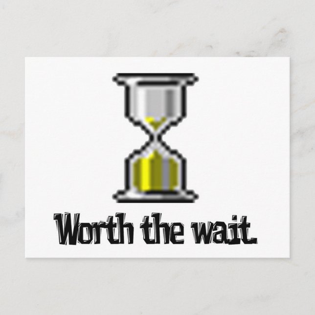 Postal vale la pena esperar icono de reloj de arena en pc (Anverso)