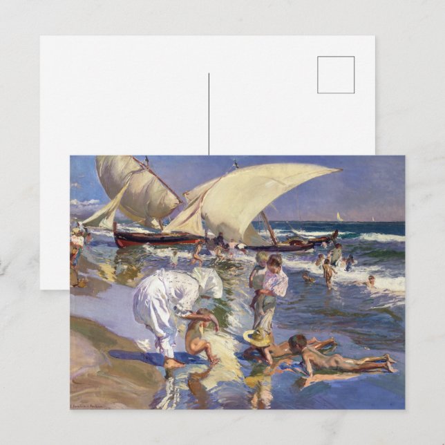 Postal Valencia Beach Morning Light | Joaquí n Sorolla | (Anverso / Reverso)