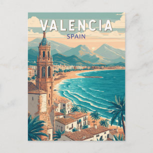 Postal Valencia España Ilustracion Viaje de arte