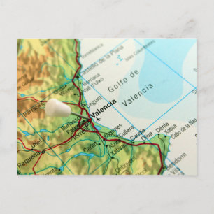 Postal Valencia, España Mapa de Pin