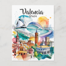 Valencia España Paisaje Urbano Aquarela Personaliz