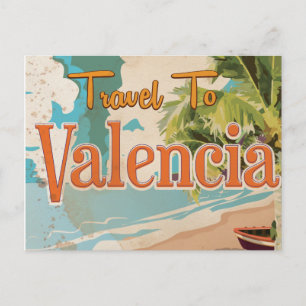 Postal Valencia, España Poster de vacaciones de época