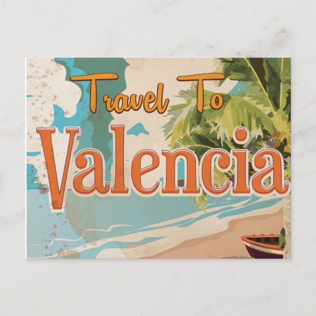 Postal Valencia, España Poster de vacaciones de época (Anverso)
