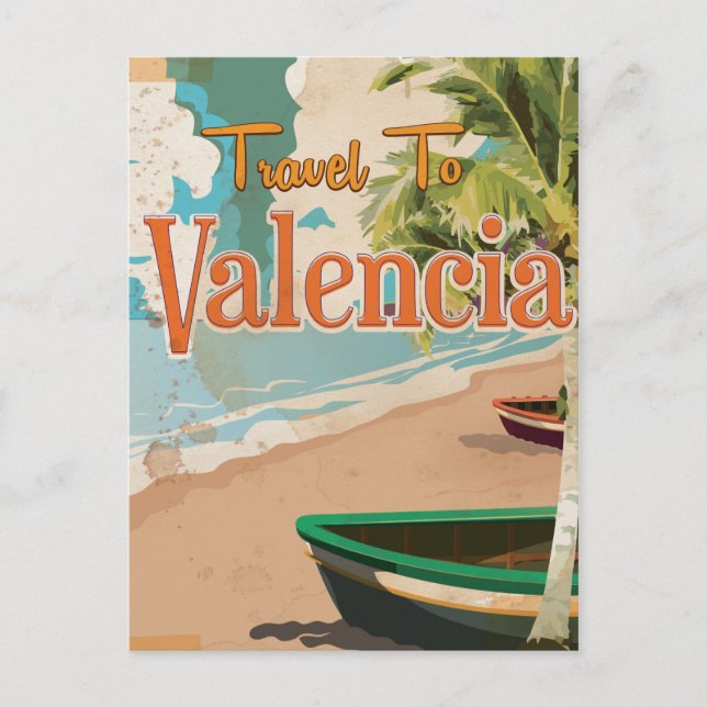 Postal Valencia, España Poster de vacaciones de época (Anverso)