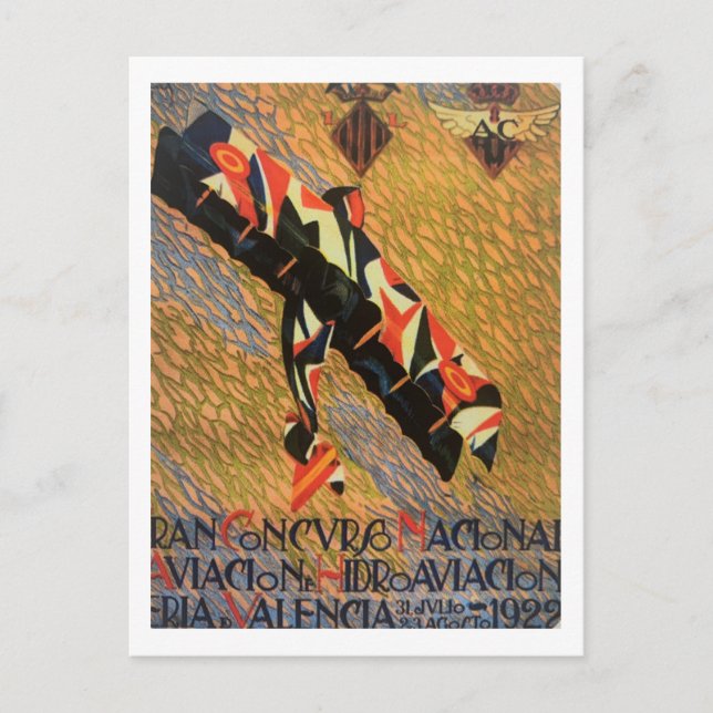 Postal Valencia, España, Semana de la Aviación, 1922, Vin (Anverso)