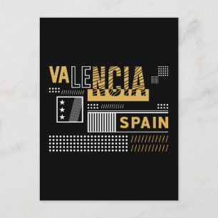 Postal Valencia España Tipografía Moderna Diseño de Viaje
