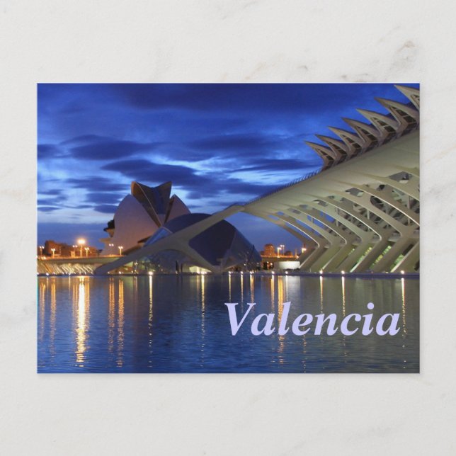 Postal Valencia por noche (Anverso)