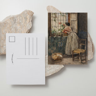 Postal Valenciana a la reja   Joaquín Sorolla