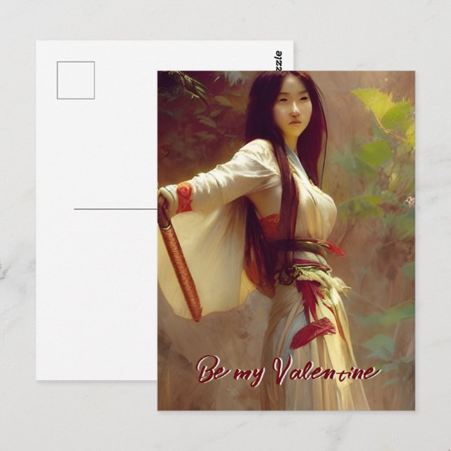 Postal Valentín de artes marciales chinas contra la Wuxia (Anverso / Reverso)
