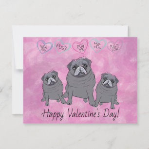 Postal Valentín divertido de pug