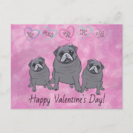 Postal Valentín divertido de pug