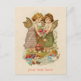 Postal valentina cherub vintage + texto personaliz