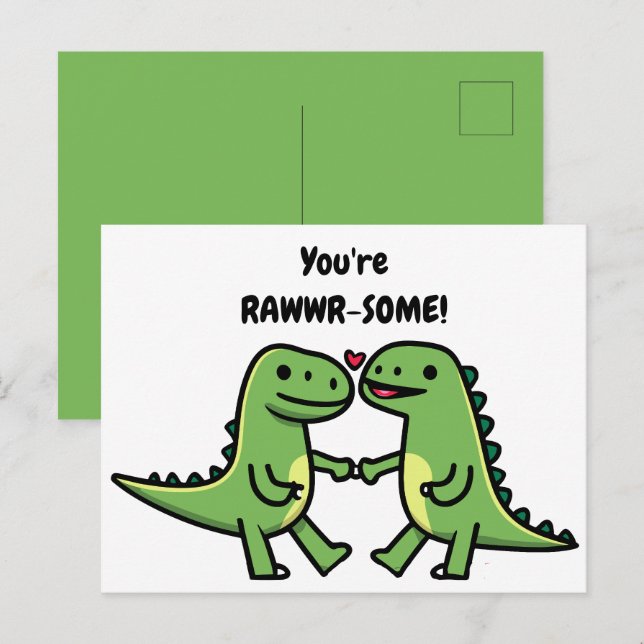 Postal Valentinas de dinosaurios (Anverso / Reverso)