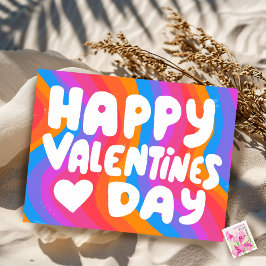 Postal Valentine Bubble Letters Rainbow Stripes Orgullo