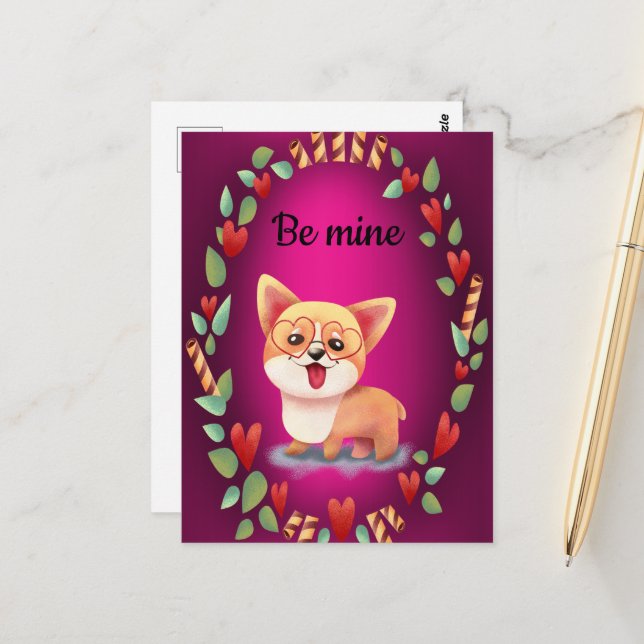 Postal Valentine Corgi Love (Anverso/Reverso In Situ)