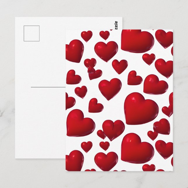 Postal Valentine de Corazón Rojo Caída (Anverso / Reverso)