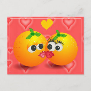 Postal Valentine de Naranjas besándose