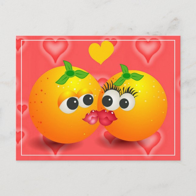 Postal Valentine de Naranjas besándose (Anverso)