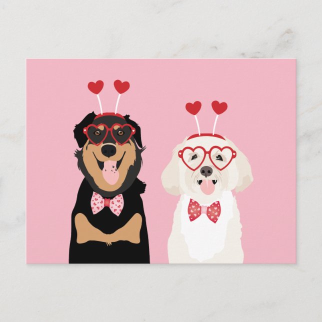 Postal Valentine Dogs Rottweiler Maltipoo Puppy (Anverso)