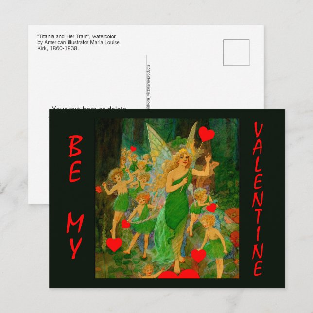 Postal Valentine Fairyland Reina Titania Corazón Rojo Cup (Anverso / Reverso)