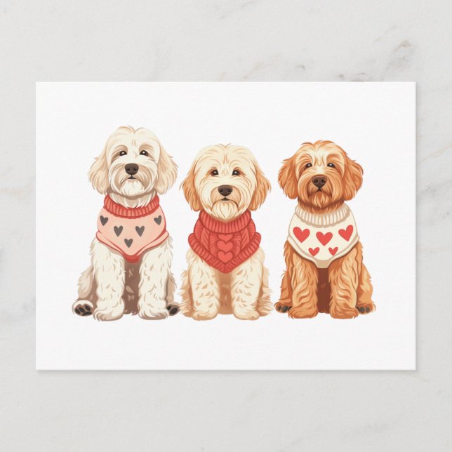 Postal Valentine Goldendoodle Dogs (Anverso)