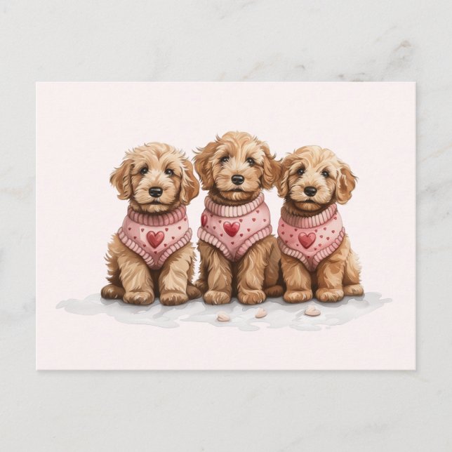 Postal Valentine Goldendoodle Dogs (Anverso)
