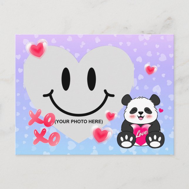 Postal Valentine Panda en el amor (Anverso)