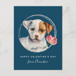 Postal Valentine Puppy Holilower