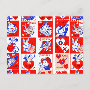 Postal Valentine Retro Love Hugs Cute Pattern