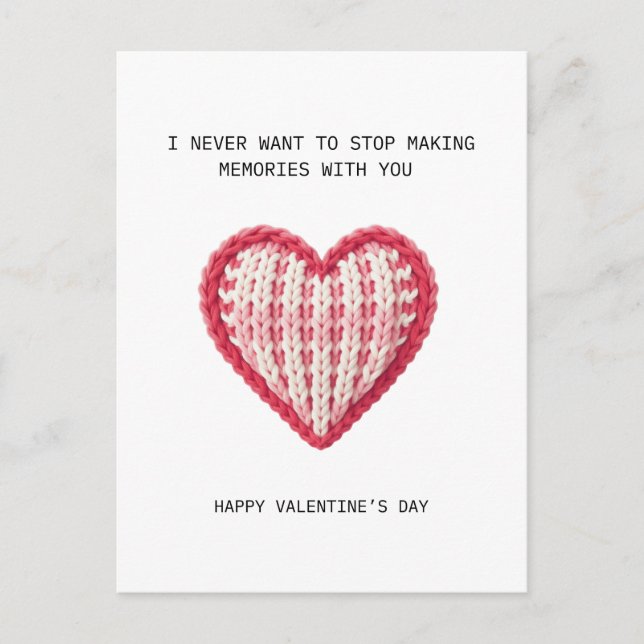 Postal Valentine’s Day Card – Knit Heart Design (Anverso)