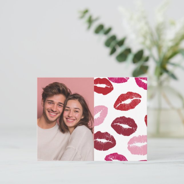 Postal Valentine’s Day Custom Photo Kisses (Anverso de pie)