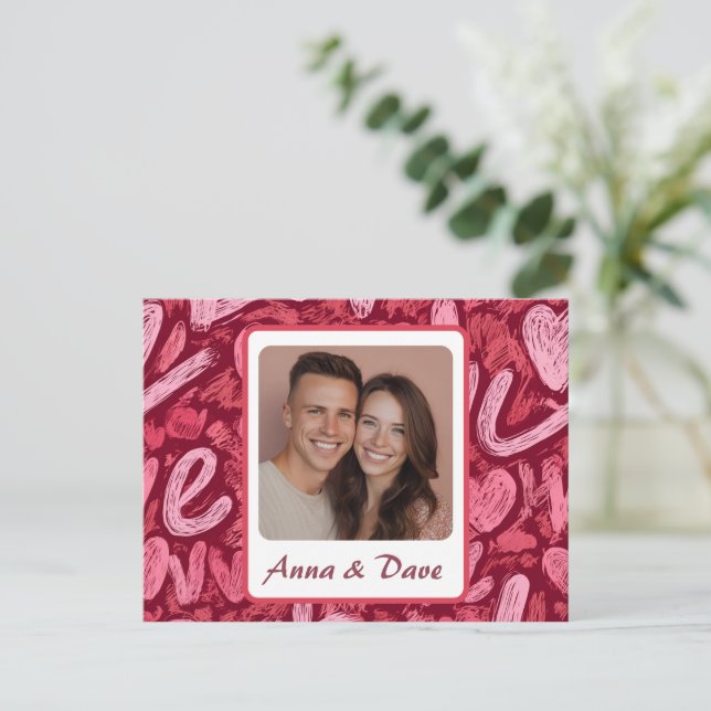 Postal Valentine’s Day Custom Photo & Name Card (Anverso de pie)