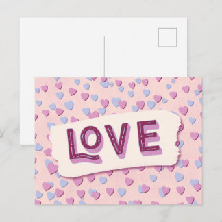 Postal Valentine’s Day Love Pink and Blue Hearts