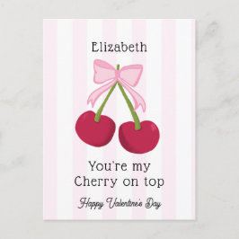 Postal Valentine's Day Cherry on Top Coquette Stripes