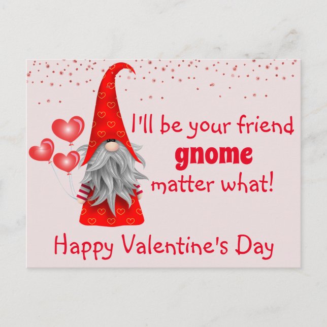Postal Valentine's Day Seré Tu Amigo Gnome Importa (Anverso)