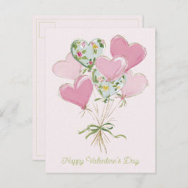 Postal Valentine's Heart Pink and Green Heart Balloons