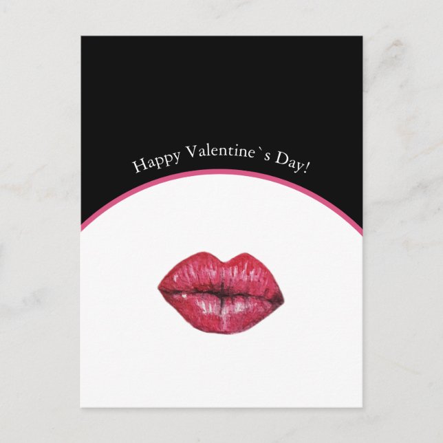 Postal Valentines Kissing Lips Watercolor (Anverso)