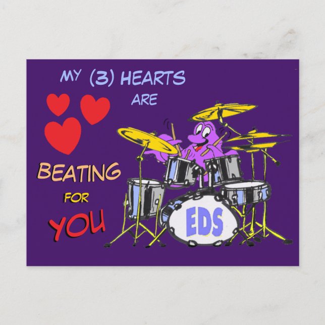 Postal Valentines Octopus Personalizado 3 Corazones posta (Anverso)