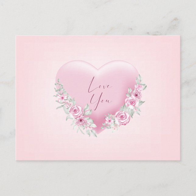 Postal Valentines Pink Heart (Anverso)