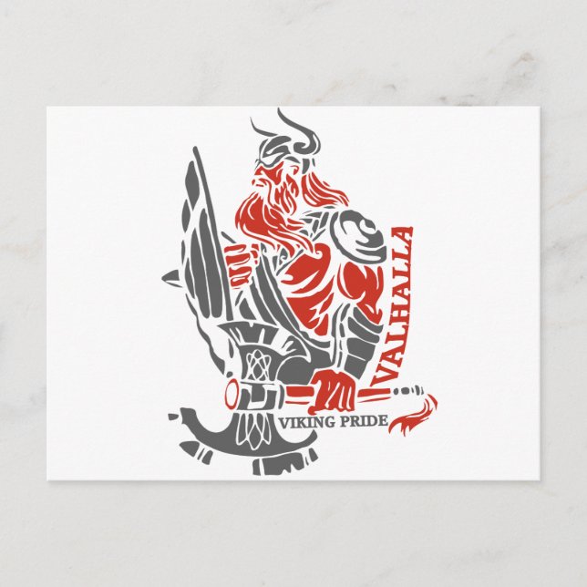 Postal Valhalla - Viking Pride - Diseño Escudo y Ax (Anverso)